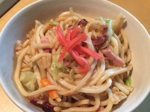 我が家の和風焼うどん マヨめんつゆ味